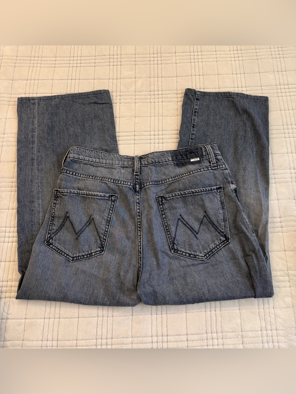 MOTHER Women's Medium/Light Blue Straight-Leg Jeans - Picture 6 of 7